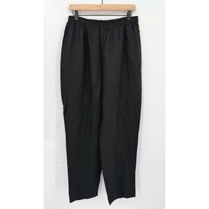 Xiao Pants Womens Large Black Linen‎ Elastic Waist Made USA Lagenlook